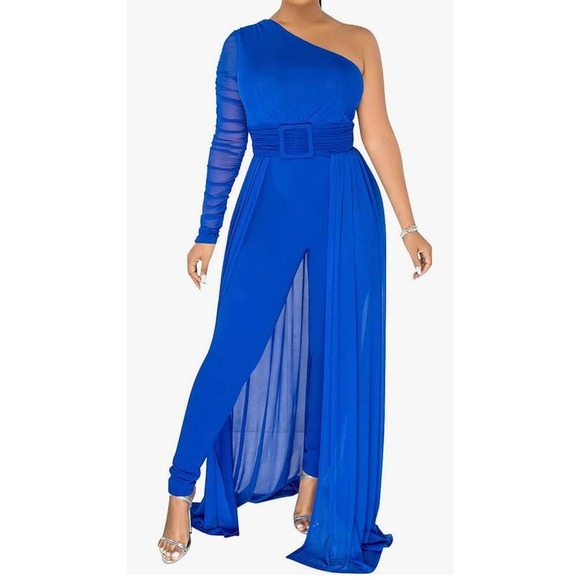 One Shoulder Skirted Jumpsuit- Size Medium - Picture 3 of 8